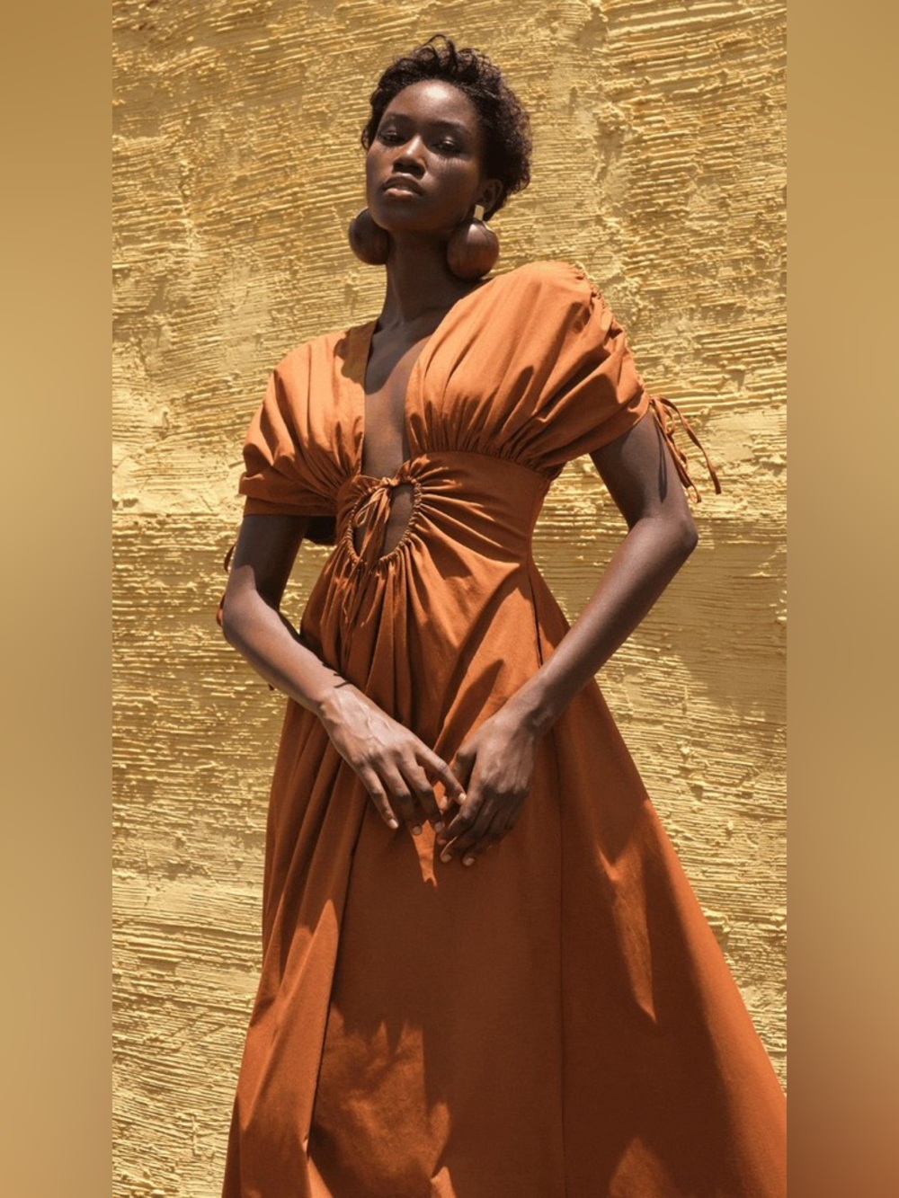 Andrea Iyamah Xena Dress Burnt Orange Size Medium (US 8-10) Cotton Maxi Dress - Picture 2 of 16